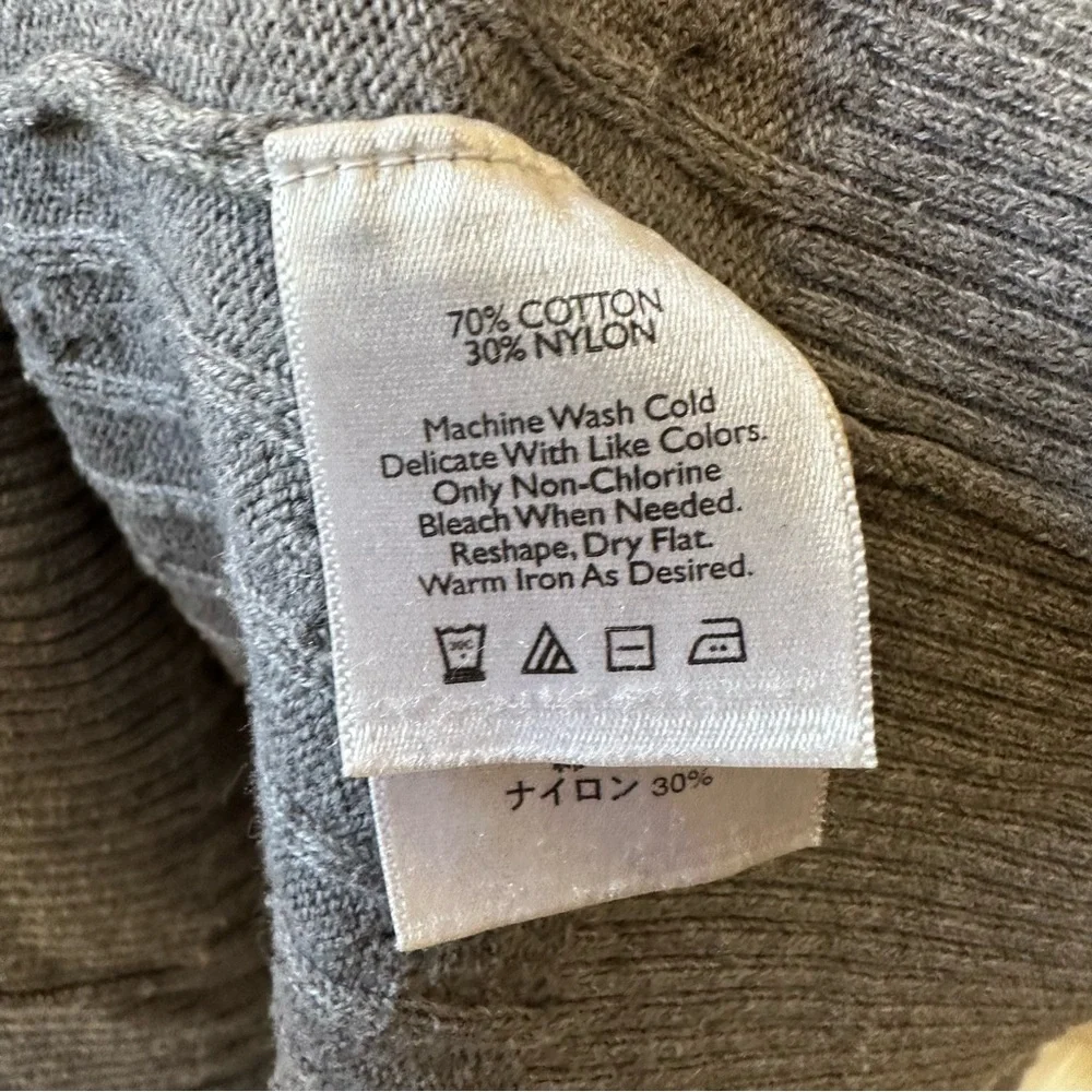 Eddie Bauer Women’s Size 2XL Cable Knit Shawl V Neck Pullover Sweater Grey